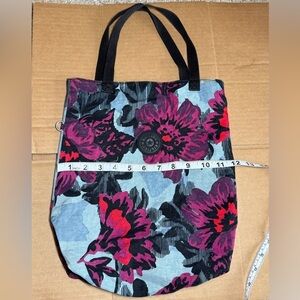 Kipling Floral Tote Bag with Black Handles